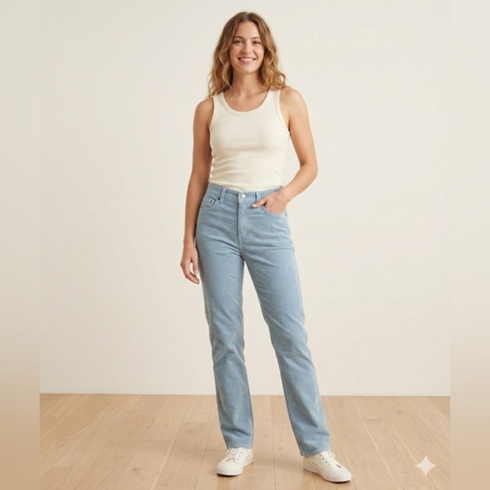 Vtg J. Crew 26 Short City Fit Blue Corduroy Skinny Low Rise Jeans Pants 26S